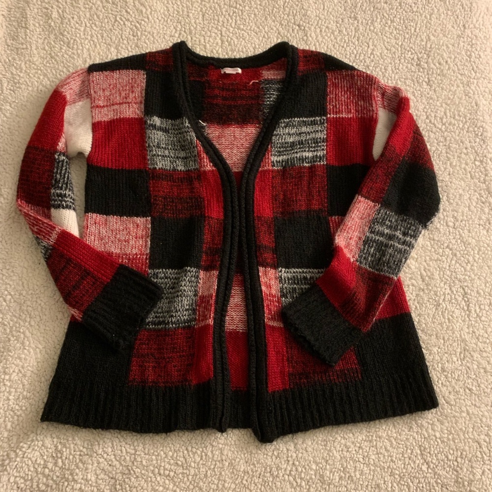 Red Plaid Cardigan
